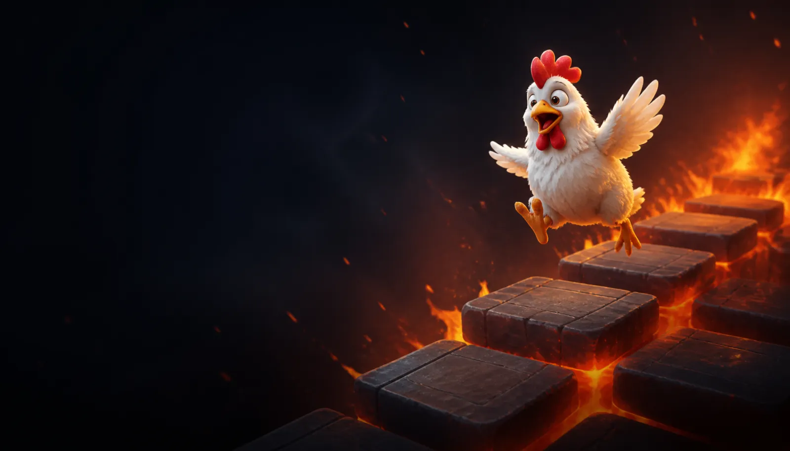 Brand-inspired hero banner for Chicken Road with thematic visuals on the right side and spacious left for text overlay.